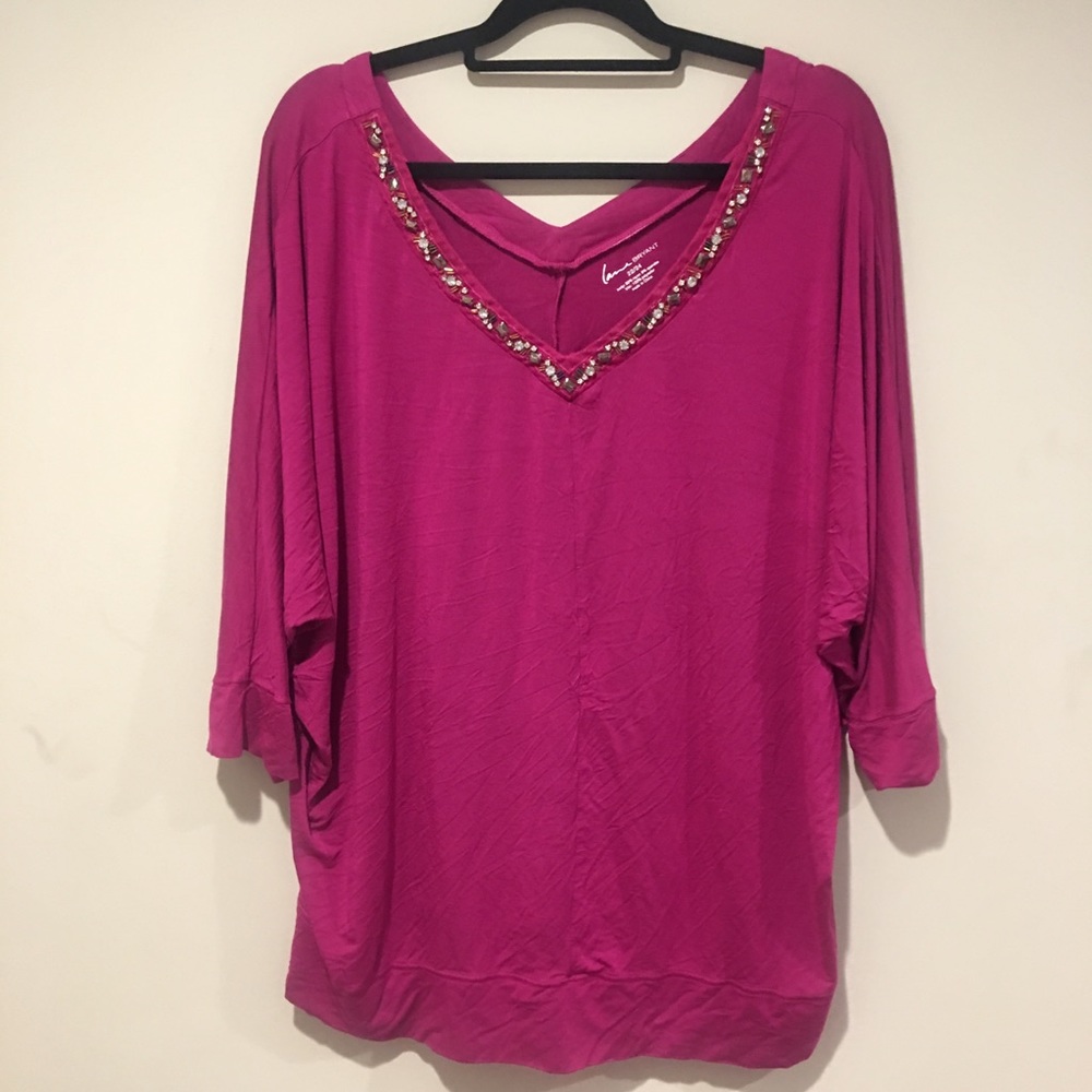 🎂 Lane Bryant Jeweled V-Neck Top Size 22/24